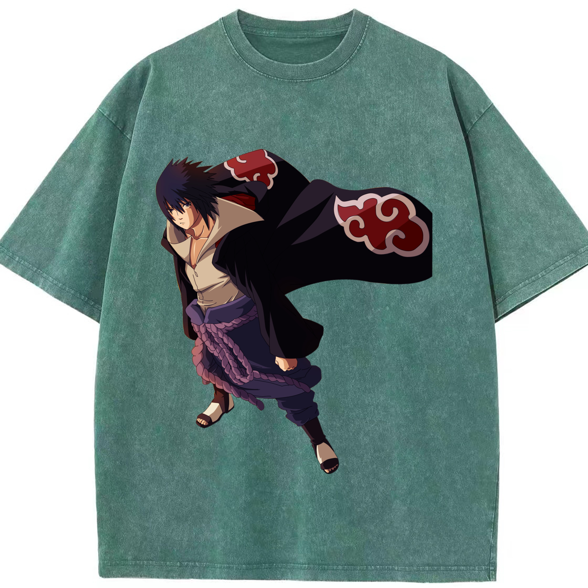 （画像用） NARUTO -ナルト- うちは サスケ Uchiha Sasuke 綿100% ヴィンテージ風 半袖Tシャツ（フロントプリント）